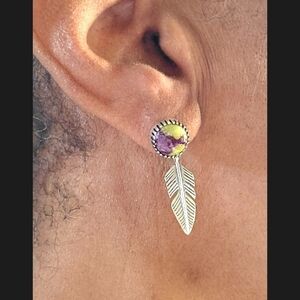 Tasmanian Stichtite Sterling Silver Feather Earrings 6.30ctw